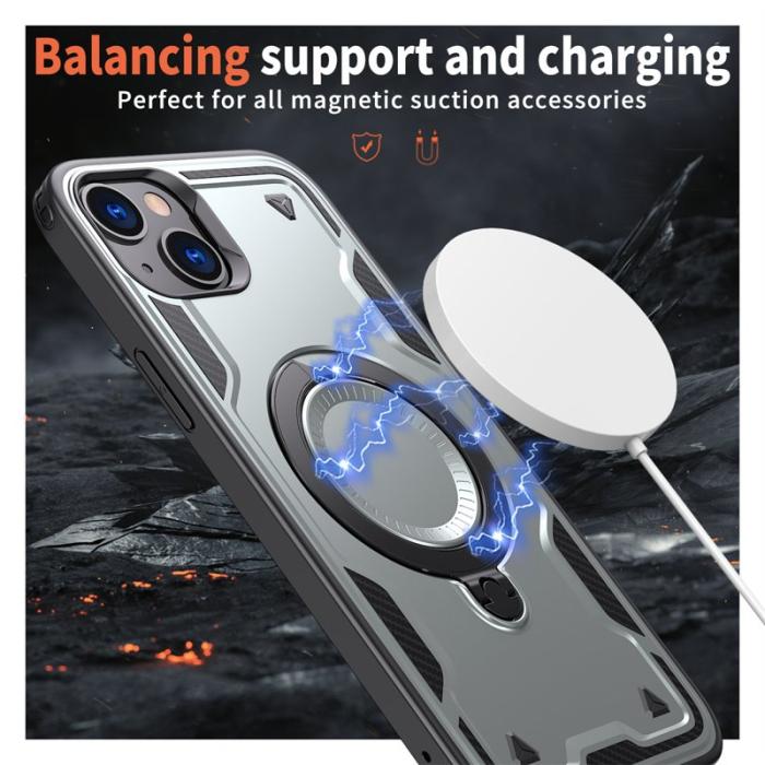 N/A - Mobilskal till iPhone 14/13 Militärskydd Plast Kickstand - Grå