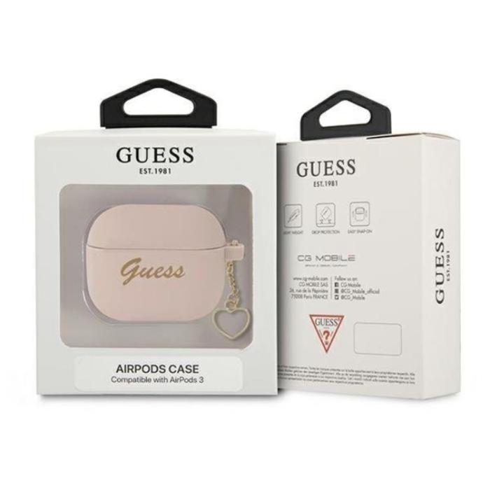 Guess - Guess Silicone Heart Charm Collection Skal Airpods 3 - Rosa
