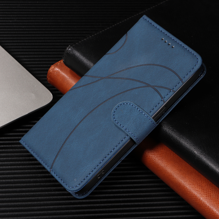A-One Brand - Sony Xperia 10 VII Plånboksfodral Curved Line Läder - Blå