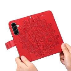 OEM - Samsung Galaxy A57 Pl&aring;nboksfodral Konstl&auml;der St&auml;ll Skydd - R&ouml;d
