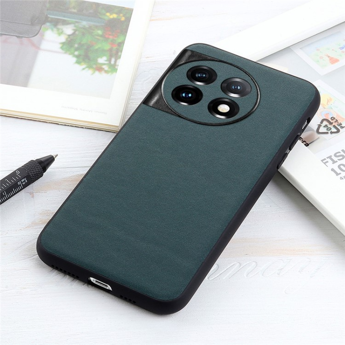 A-One Brand - OnePlus 11 Mobilskal Äkta Läder Coated TPU - Grön