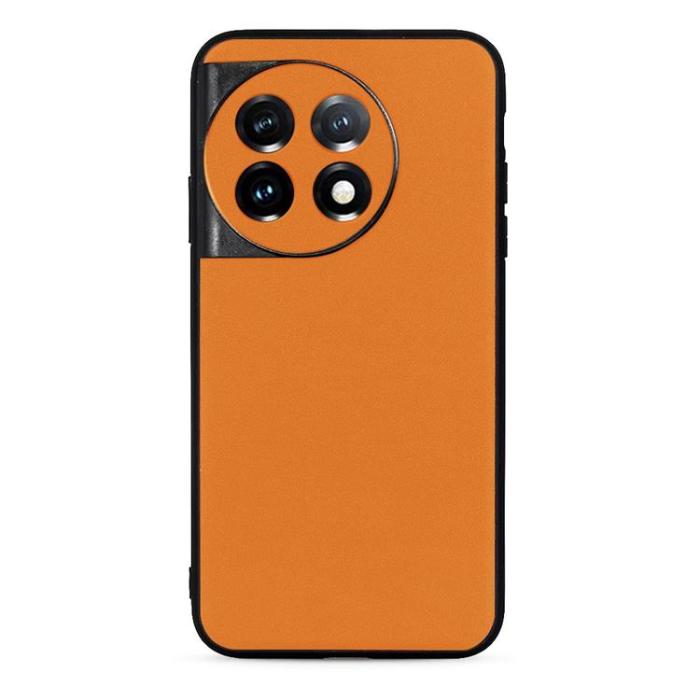 OEM - OnePlus 11 Mobilskal Äkta Läder Coated TPU - Orange