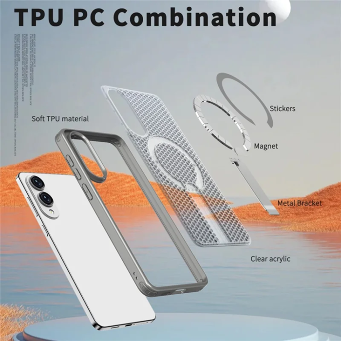 A-One Brand - Mobilskal till Galaxy S25 Edge Magsafe Grid Texture