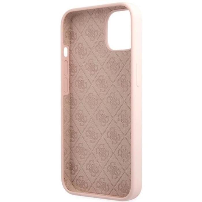 Guess - Guess iPhone 13 Mobilskal Silicone Script Gold Logo - Ljusrosa