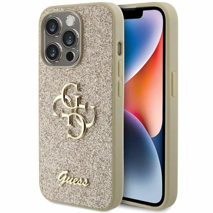 Guess Mobilskal till iPhone 15 Pro Glitter Script Big - Guld | 2353 | AlltMobil
