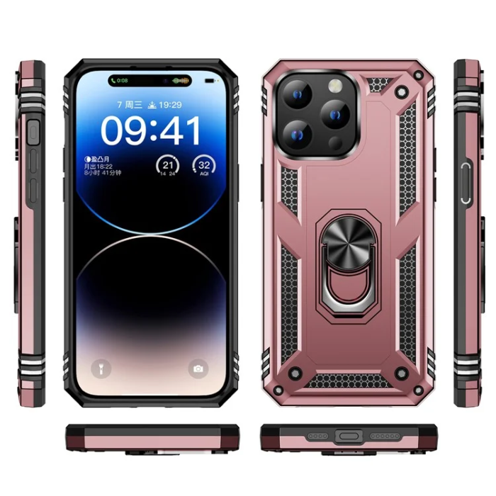 A-One Brand - iPhone 15 Pro Max Mobilskal med Kickstand - Roséguld