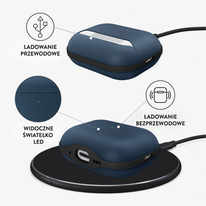 Tech-Protect - Tech-Protect Apple Airpods Pro 3 Skal Natural Fit - Marinblå