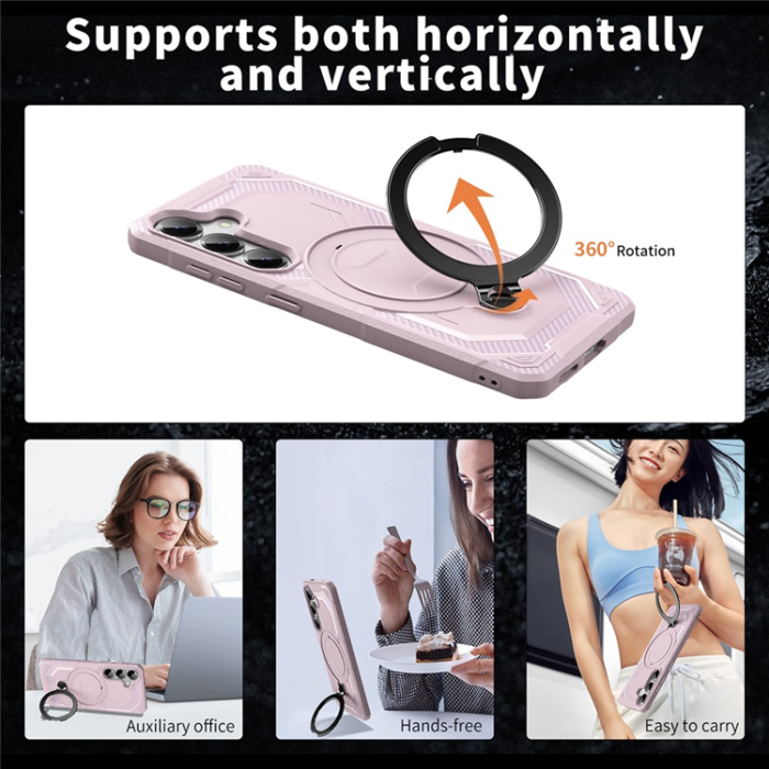 A-One Brand - Galaxy S25/S24 Mobilskal MagSafe Kickstativ - Rosa