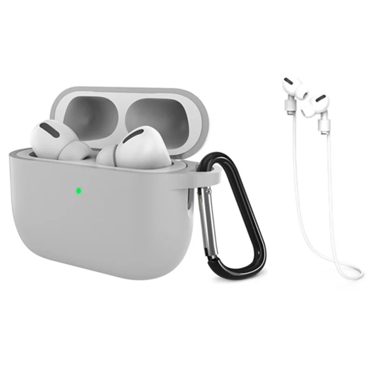 Airpods Pro 3 Mobilskal Silikon med Anti-förlorad Rem (Grå) | 2353 | AlltMobil
