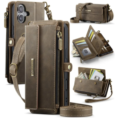 Caseme - Caseme iPhone 16 Plånboksfodral RFID Blocking Zipper - Brun