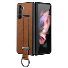 SULADA - SULADA Fashion Series Galaxy Z Fold5 Fodral Konstl&auml;der Brun
