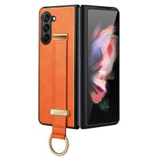 SULADA - SULADA Fashion Series Galaxy Z Fold5 Fodral Konstl&auml;der Orange