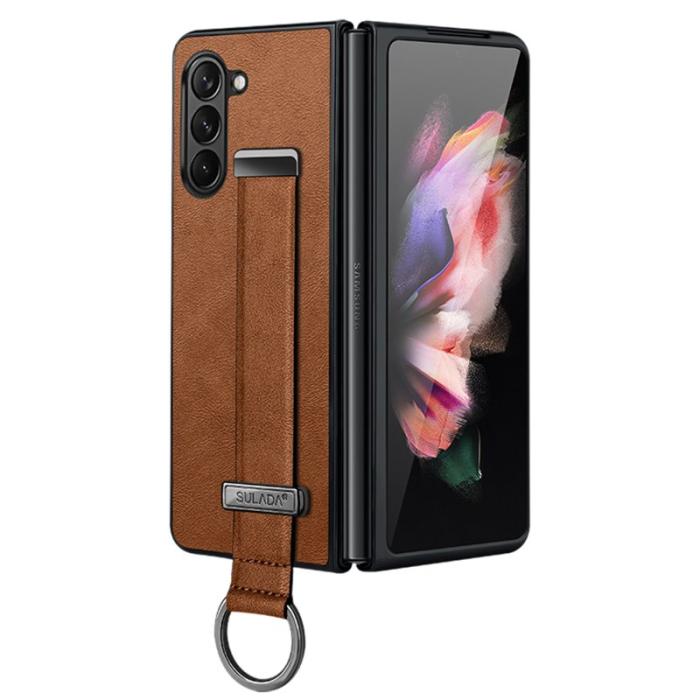 SULADA - SULADA Fashion Series Galaxy Z Fold5 Fodral Konstläder Brun