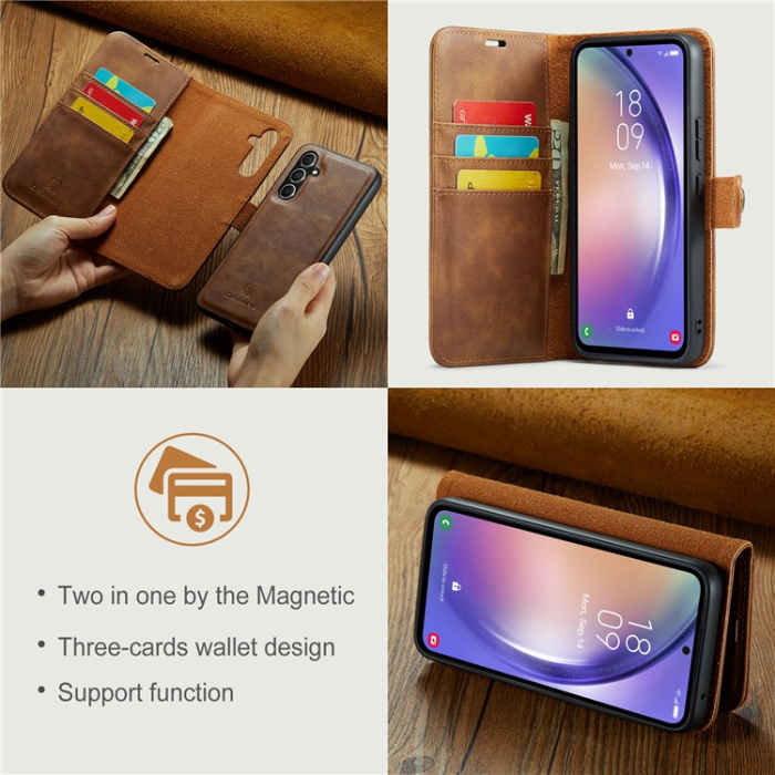 DG.MING - DG.MING Galaxy A54 5G Plånboksfodral Äkta Läder 2in1 - Brun