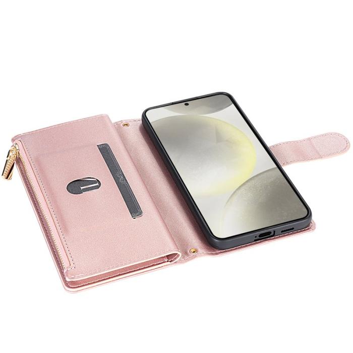 OEM - Plånboksfodral för Samsung Galaxy S26 Konstläder med rem - Roséguld