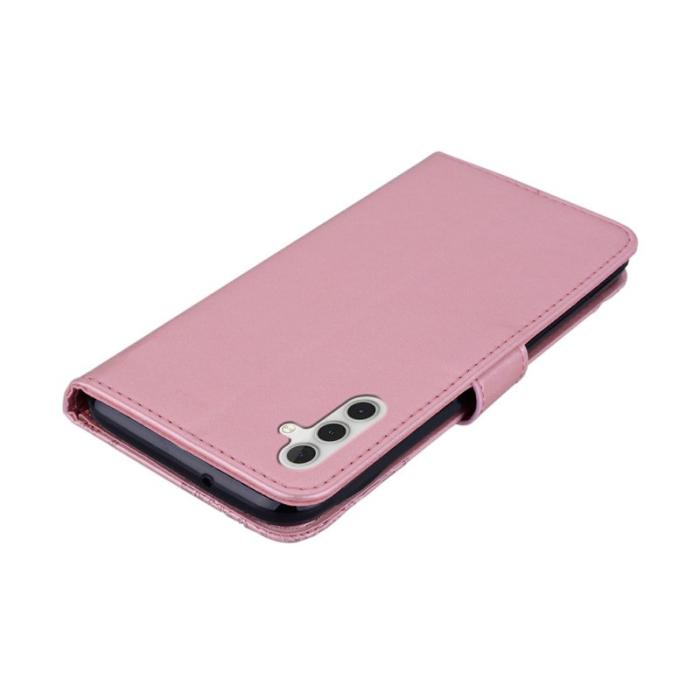 OEM - Plånboksfodral för Samsung Galaxy S26 Konstläder med rem - Roséguld