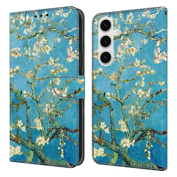 OEM - Plånboksfodral för Samsung Galaxy S26 Konstläder Stativ - Aprikosblomma