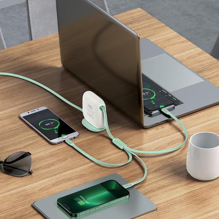 BASEUS - Baseus 3in1 USB-A till USB-C, Lightning, microUSB kabel 100W 1.7m