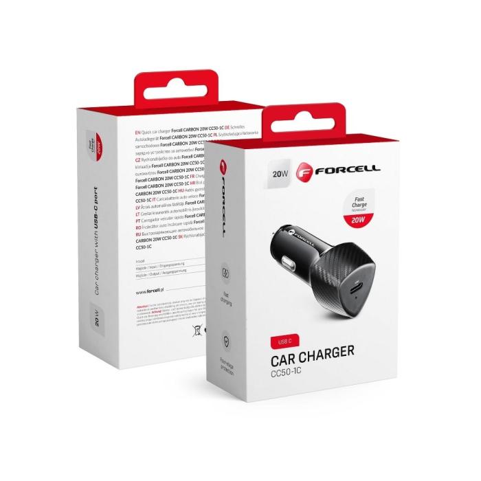Forcell - FORCELL CARBON billaddare USB-C 3.0 PD20W svart