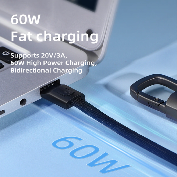 Tech-Protect - Tech-Protect USB-C till USB-C Kabel Nyckelring 60W - Iron Grå