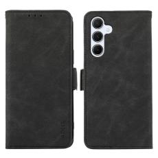 ABEEL - ABEEL Samsung Galaxy A34 5G Pl&aring;nboksfodral Konstl&auml;der RFID Blockerande Svart