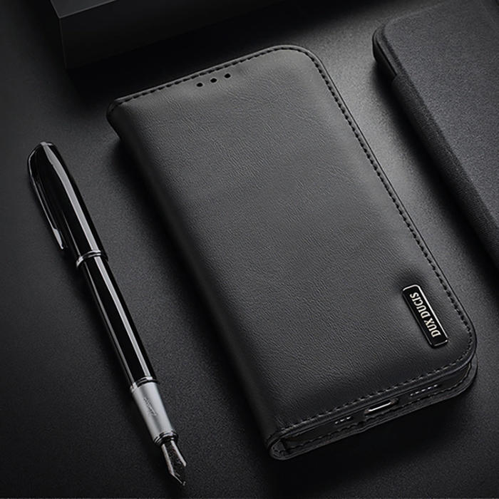 Dux Ducis - Dux Ducis iPhone 16 Plånboksfodral Äkta Läder Hivo - Svart