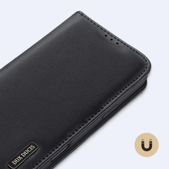 Dux Ducis - Dux Ducis iPhone 16 Plånboksfodral Äkta Läder Hivo - Svart