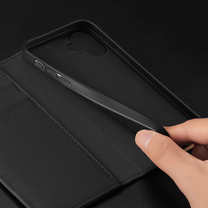 Dux Ducis - Dux Ducis iPhone 16 Plånboksfodral Äkta Läder Hivo - Svart