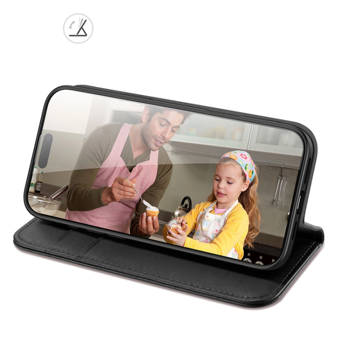 Dux Ducis - Dux Ducis iPhone 16 Plånboksfodral Äkta Läder Hivo - Svart