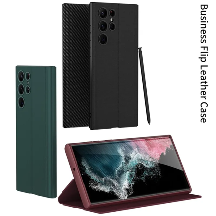 GKK - GKK Galaxy S23 Ultra Mobilfodral Magnetic PU-Läder - Svart