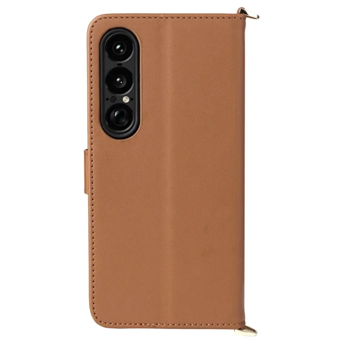 A-One Brand - Sony Xperia 1 VII Plånboksfodral Kickstand med Axelrem - Brun