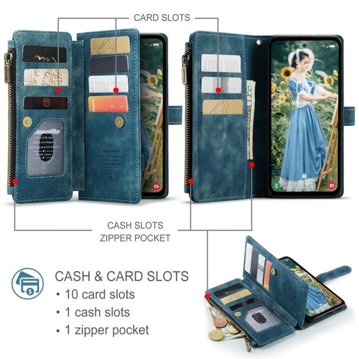 Caseme - CASEME C30 Plånboksfodral för Samsung Galaxy S24 FE - Blå Konstläder