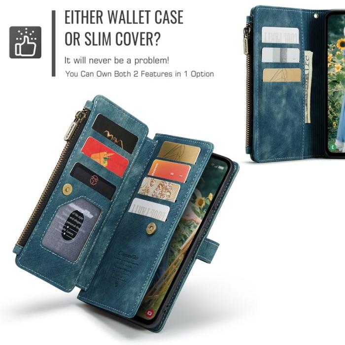 Caseme - CASEME C30 Plånboksfodral för Samsung Galaxy S24 FE - Blå Konstläder