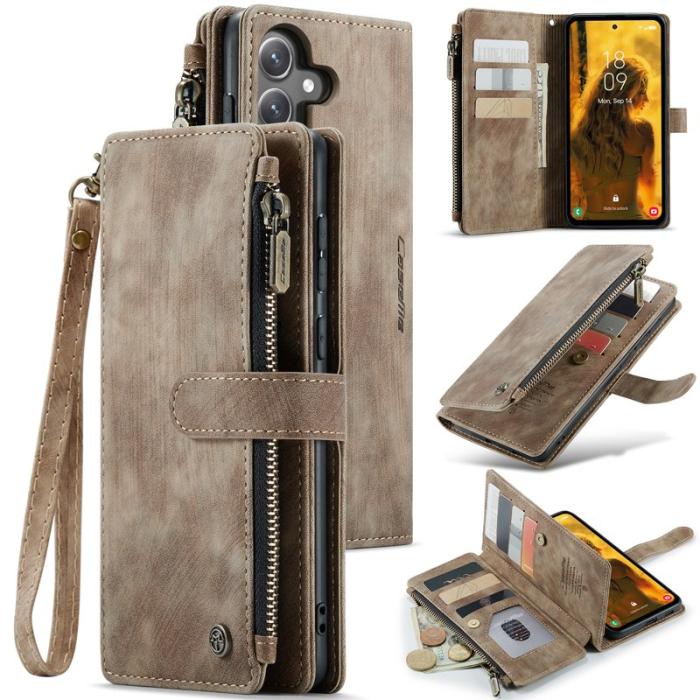 Caseme - CASEME Konstläder Plånboksfodral för Samsung Galaxy S24 FE - Brun