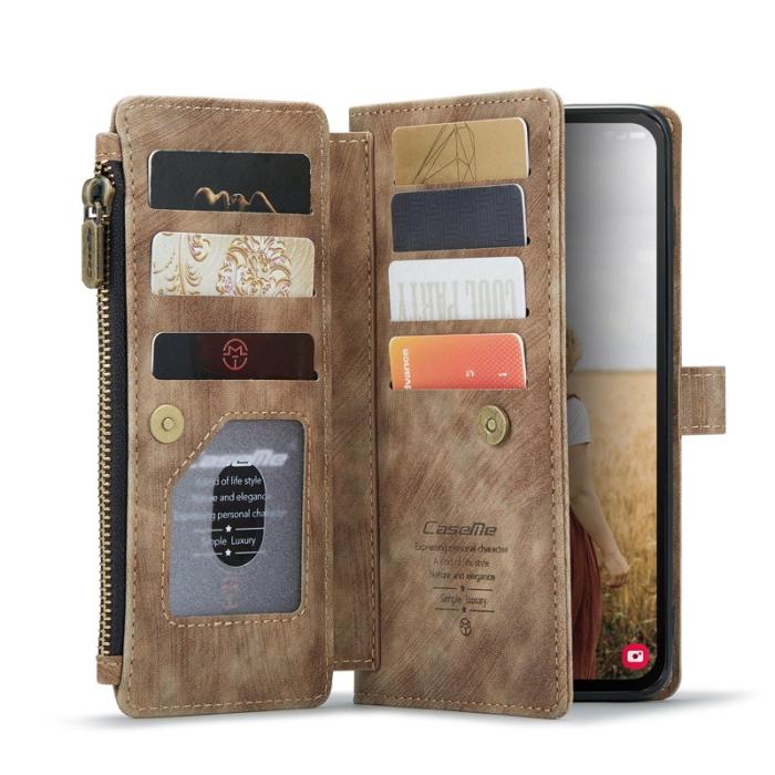 Caseme - CASEME Konstläder Plånboksfodral för Samsung Galaxy S24 FE - Brun