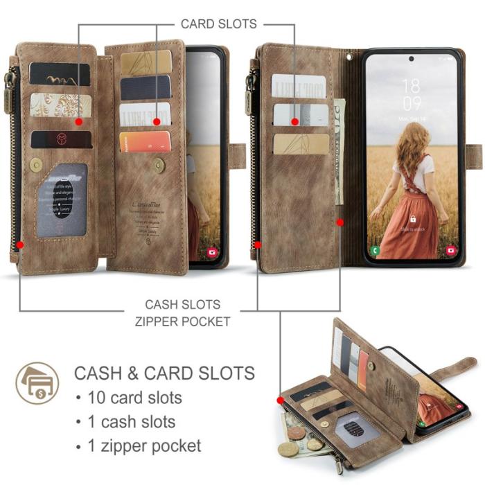 Caseme - CASEME Konstläder Plånboksfodral för Samsung Galaxy S24 FE - Brun