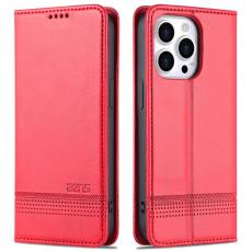 AZNS - AZNS iPhone 15 Pl&aring;nboksfodral i Konstl&auml;der och TPU - R&ouml;d