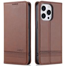 AZNS - AZNS iPhone 15 Pl&aring;nboksfodral i Konstl&auml;der + TPU - Brun