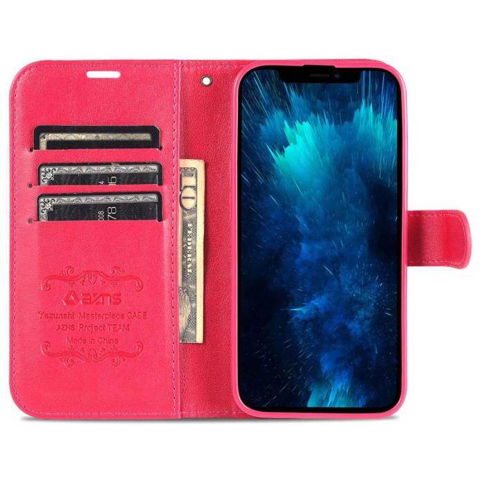 AZNS - AZNS iPhone 15 Plånboksfodral i Konstläder - Röd
