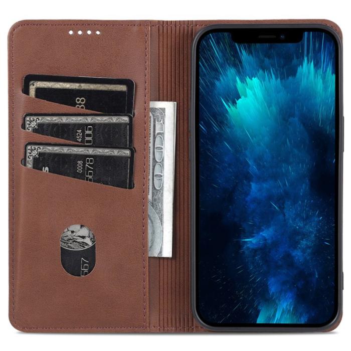 AZNS - AZNS iPhone 15 Plånboksfodral i Konstläder + TPU - Brun