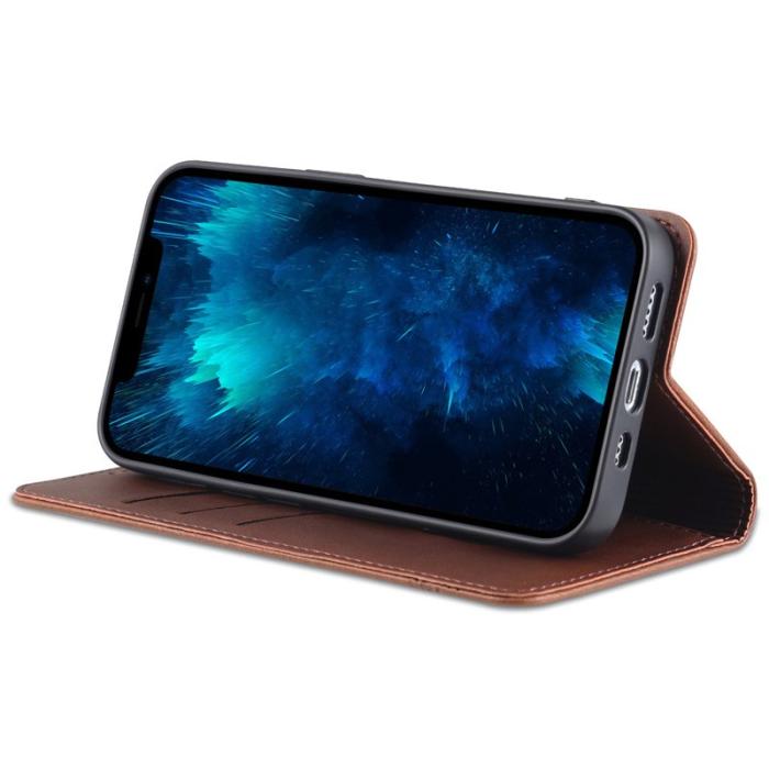 AZNS - AZNS iPhone 15 Plånboksfodral i Konstläder + TPU - Brun