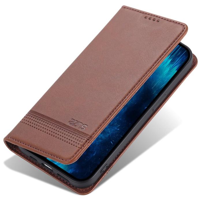 AZNS - AZNS iPhone 15 Plånboksfodral i Konstläder + TPU - Brun