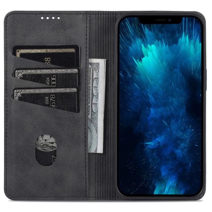 AZNS - AZNS iPhone 15 Plånboksfodral i Konstläder + TPU - Ställfunktion - Svart