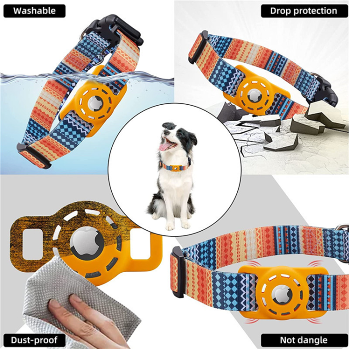 OEM - Airtag Husdjurshalsband med tryck - Orange