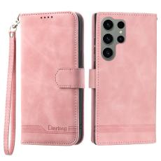 DIERFENG - DIERFENG DF-03 Pl&aring;nboksfodral f&ouml;r Samsung Galaxy S23 Ultra - Konstl&auml;der - Rosa