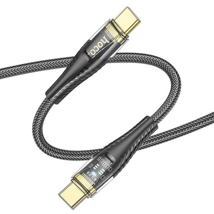 Hoco - Hoco USB-C - USB-C 60W 3A Kabel 1.2m U121 - Svart
