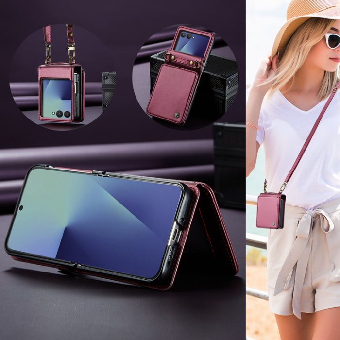 Caseme - CASEME Galaxy Z Flip 7 Plånboksfodral RFID Blocking C22 - Röd