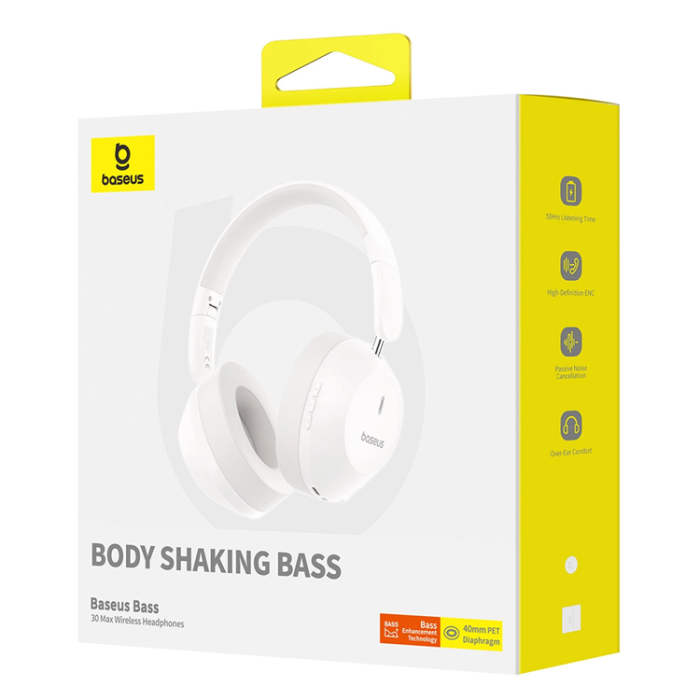 BASEUS - Baseus On-Ear Trådlösa Hörlurar Bluetooth 5.3 - Vit