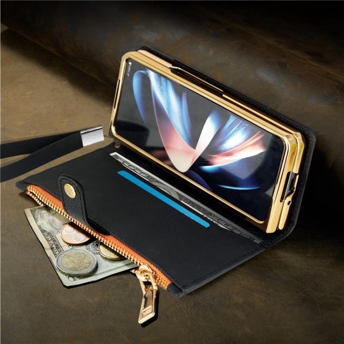 A-One Brand - Galaxy Z Fold 4 Plånboksfodral RFID Zipper - Brun