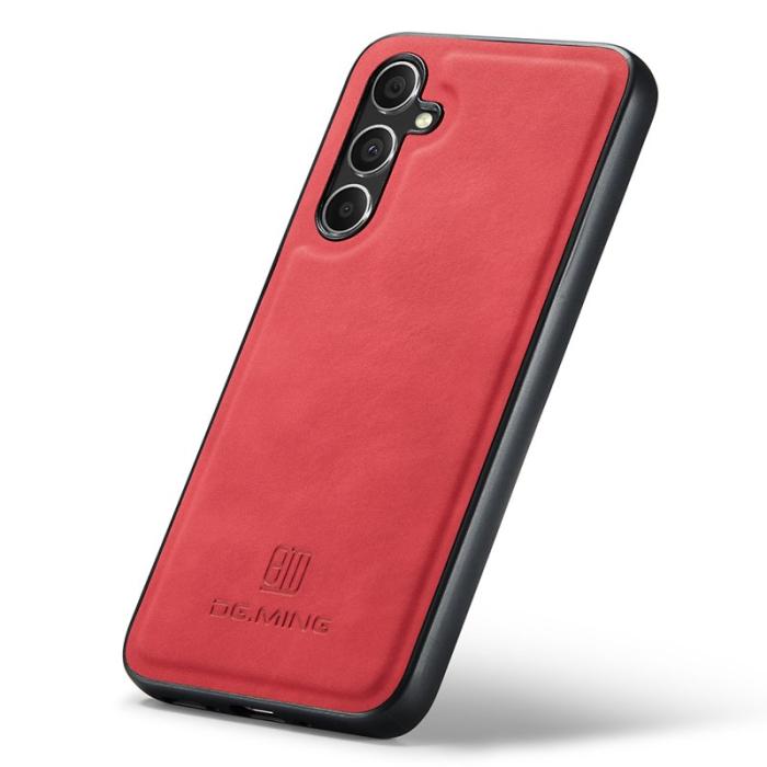 DG.MING - DG.MING Mobilskal till Samsung Galaxy S25 PU Läder Hybrid Röd